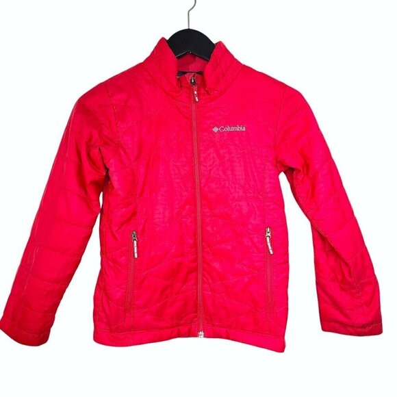 Columbia Girls Omni Heat Red Pink Coat Lightweight Puffer Jacket - Picture 1 of 10